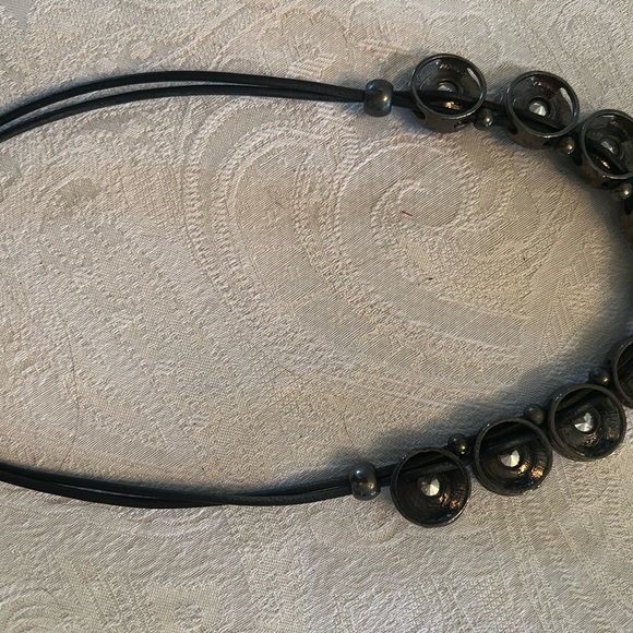 Black Glass Necklace and Bracelet - Picture 2 of 5